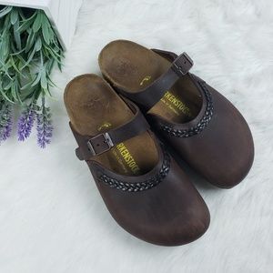 Birkenstock Mary Jane Brown Suede Clogs sz 38